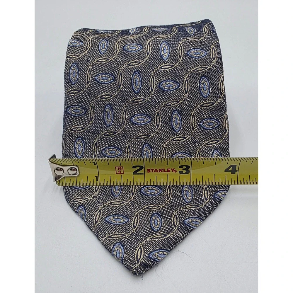Villa Bolgheri Italia Blue Gold Geometric Silk Tie Made in Italy NWT
